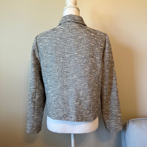 J. Crew Full Zip Tweed Long Sleeve Jacket Size 12 Off White & Black - Picture 7 of 11